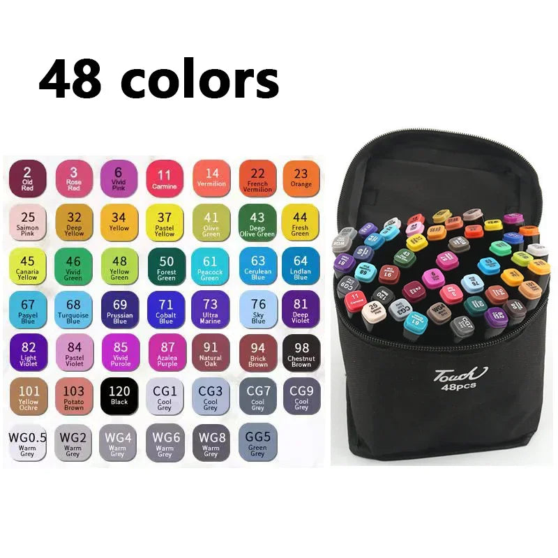 80 Colored Oily Marker Pen Double Head Set Art Paint Mango Brush for Girls Children Office School Student Supplies Stationery