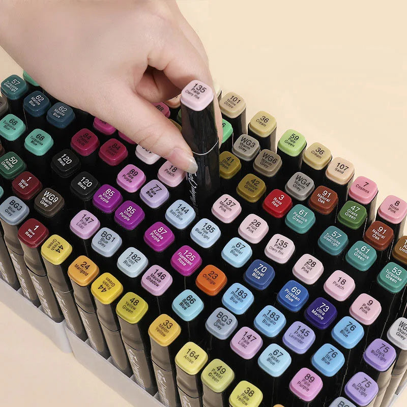 80 Colored Oily Marker Pen Double Head Set Art Paint Mango Brush for Girls Children Office School Student Supplies Stationery