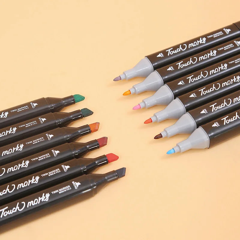 80 Colored Oily Marker Pen Double Head Set Art Paint Mango Brush for Girls Children Office School Student Supplies Stationery