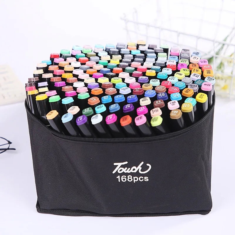 80 Colored Oily Marker Pen Double Head Set Art Paint Mango Brush for Girls Children Office School Student Supplies Stationery